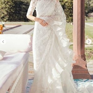 Zainab Salman Full Saari (White Oslo) Embroidered